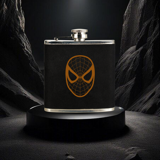 Personalized Super Hero Leather Flask Engraved Groomsman Flask Gift Hip Flask