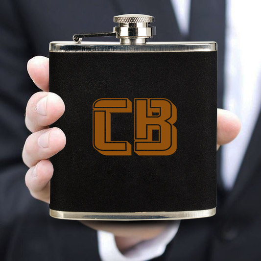 Customized Monogram Wedding Leather Flask Engraved Groomsman Flask Gift Hip Flask