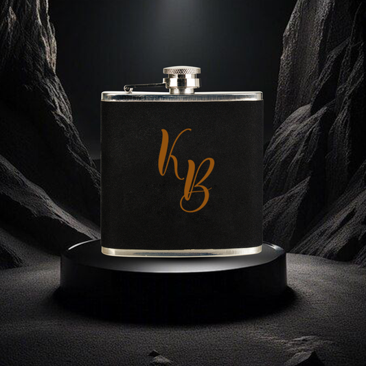 Personalized Monogram Leather Flask Groomsman Gift Hip Flask