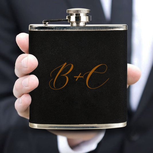 Personalized Monogram Leather Flask Groomsman Gift Hip Flask