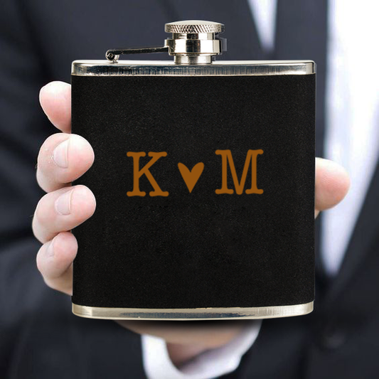 Custom Monogram Leather Flask Groomsman Gift Hip Flask Wedding Gift