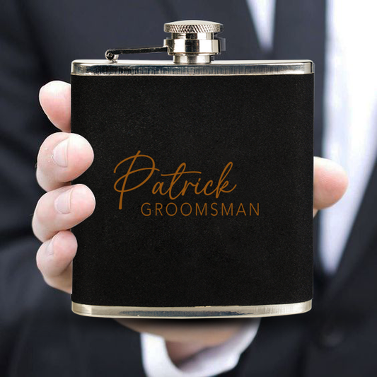 Personalized Wedding Leather Flask Engraved Groomsman Flask Gift Hip Flask