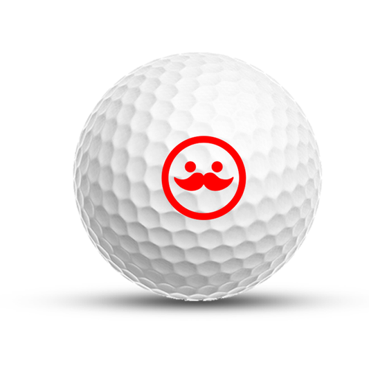 Funny golf ball stamp - big mustache face