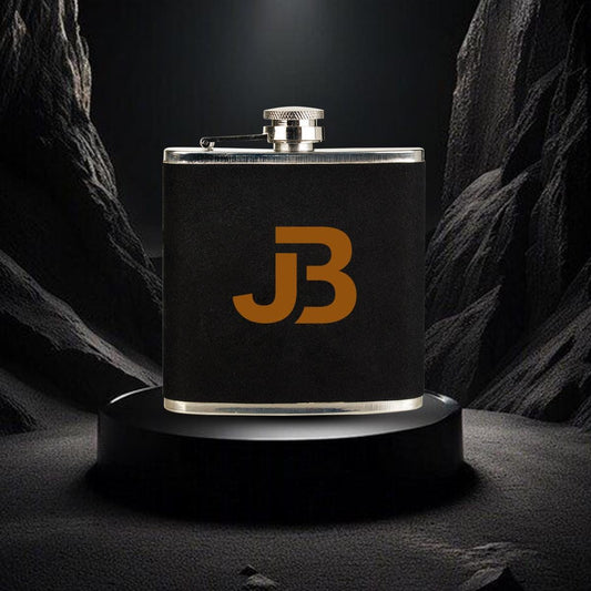 Custom Monogram Leather Flask Groomsman Gift Hip Flask